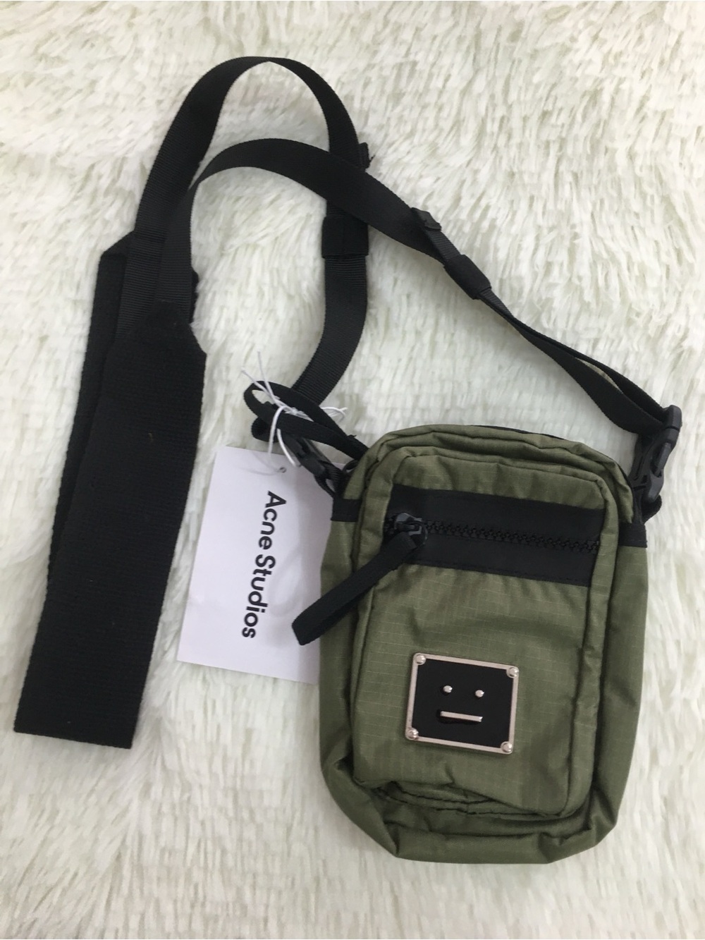 Acne Olive Green Mini Crossbody with Black Strap